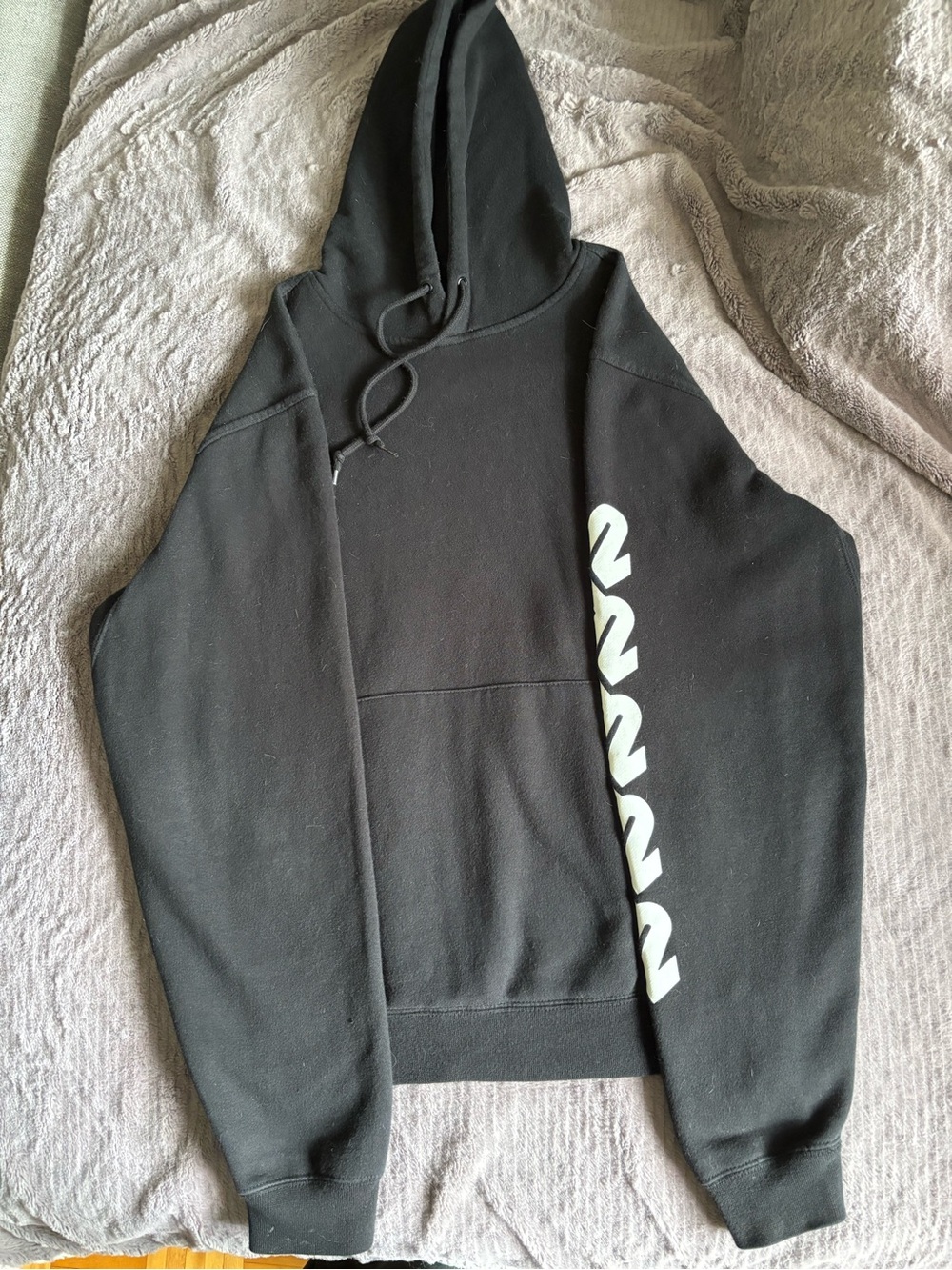 K2 Black Hoodie with White Sleeve Graphic